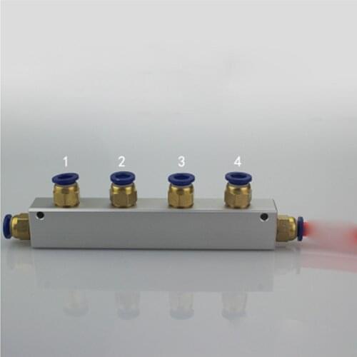 Push Fit 8mm 4 Way 6 Port Pneumatic Quick Connector Air Compressor Fitting Manifold Splitter