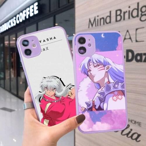Inuyasha Japan Anime Phone Cases Matte transparent For Purple iPhone 12 Mini 11 Pro XR XS Max 7 8 Plus X Back Cover
