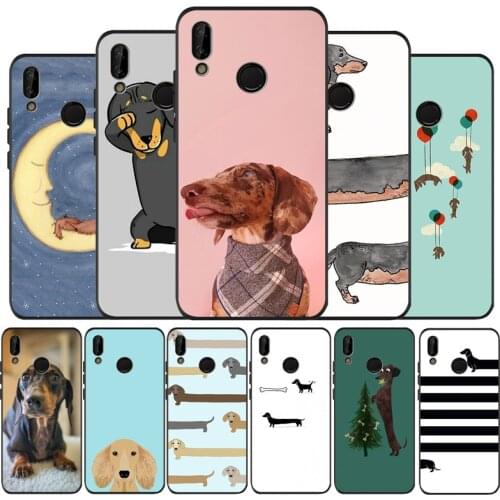 Dachshund Dog black soft Phone Case for huawei P40 P30 P20 P10 Pro lite P9 Lite nova 4E 6SE Psmart 2019 Y6 9 Prime