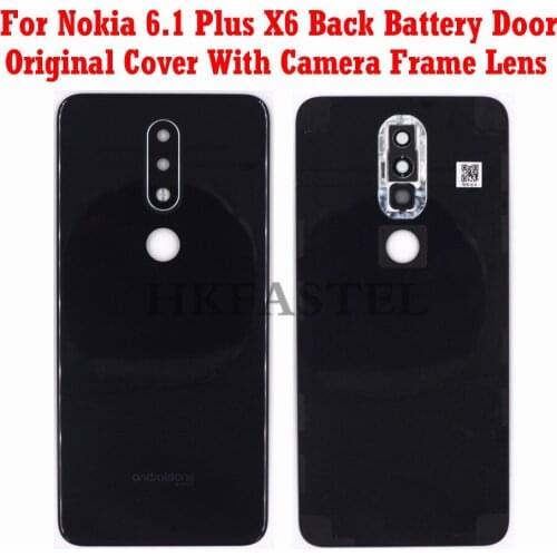 For Nokia 6.1 Plus X6 Original Housing Mobile Phone Back battery door cover With camera Frame Lens