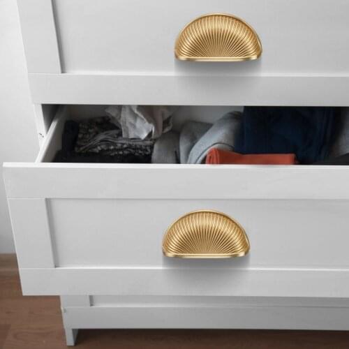 Cabinet Door Handle Gold Shell Chinese Wardrobe Drawer Handle Cabinet US-European Single-hole Small Handle