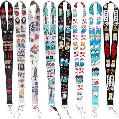 ER999 TV Show Greys Anatomy Doctor Nurse Lanyard Badge ID Lanyards Mobile Phone Rope Key Lanyard Neck Straps Accessories Gifts