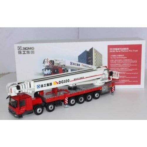 Collectible Alloy Toy Model Gift 1:50 Ratio XCMG DG100 Ladder Fire Truck Benz Tractor Vehicle DieCast Toy Model For Decoration