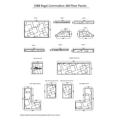 1988 Regal Commodore 360 Floor Panels Boat EVA Teak Decking 1/4" 6mm