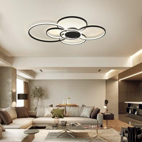Circle Ring Combination Black&Gold Modern LED Ceiling Lights For Living Room Benroom Study Lampy Sufitowe Ceiling Lamp Lighting