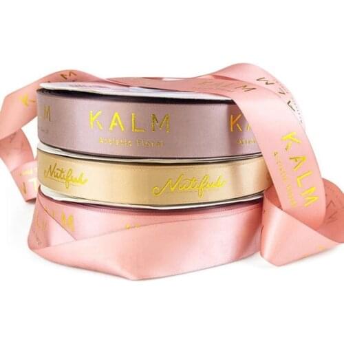 100 Yards Personalized Wedding Decoration Gift Package Ribbon Smooth Customized Logo Printed Ribbon