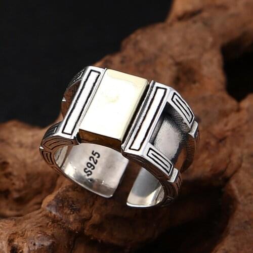 925 Sterling Silver color Open Ring for Men Women Jewelry New Fashion Thai Silver Punk Rings Adjustable Jewelry Birthday Gifts