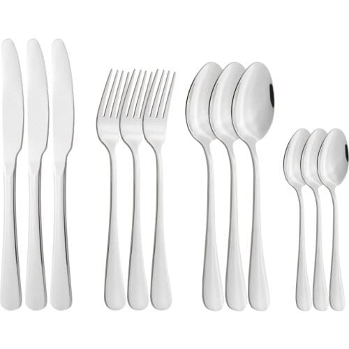 Knife Fork Spoons Teaspoon Dinnerwares Stainless Steel Set Silverware Set Cutlery Set Flatware Outdoor Kitchen Home Tableware