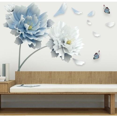 Wall Stickers Living Room Wallpaper Decorations Flower ButterflySelf-adhesive Flower Bedroom DIY Vinyl Rooms Decoration
