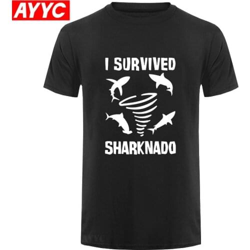 NEW casual fashion floral printed T shirt Summer Style Fashion Men T Shirts Survived Sharknado Shark Week For Men
