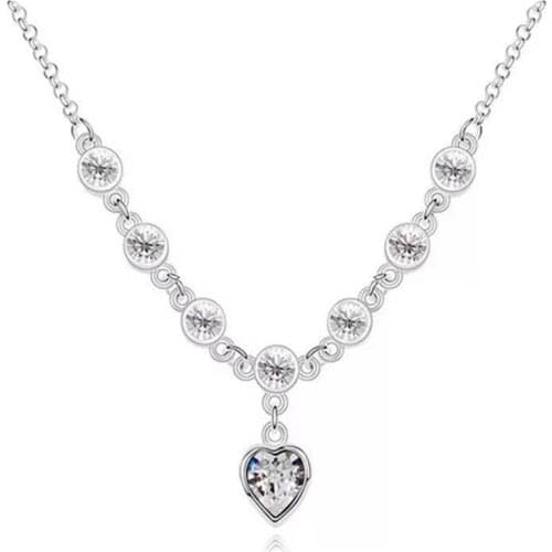 2021 New Fashion Kpop 14 colors Rhinestone Choker Necklace Heart Loves Cute Layer Chain Pendant For Women Jewelry Girl Gift