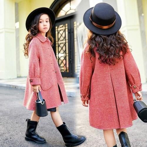 Young Girls Long Parkas Wool Coats Winter 2021 Red Kids Girls Clothes Children Jacket Outfits Outwear for 6 8 9 10 11 12 Years