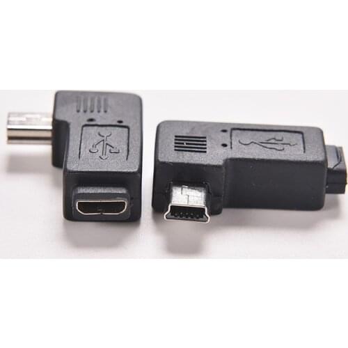 Mini USB Type A Male To Micro USB B Female 90 Degree Left Angle Adapter