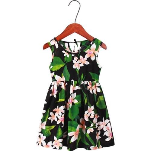 Girls Floral Dresses 2021 New Summer Beach Party Dress Sleeveless Casual Clothing Baby Girl Kids Knee-length Fashion Outfits