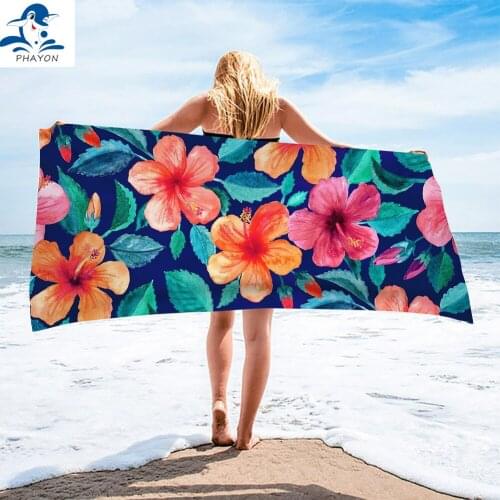 PHAYON Surf Poncho Adult Quicky-dry Microfiber Bath Towels Bright Flowers Beach Towel Sport Swimming Towels Camping Accessories