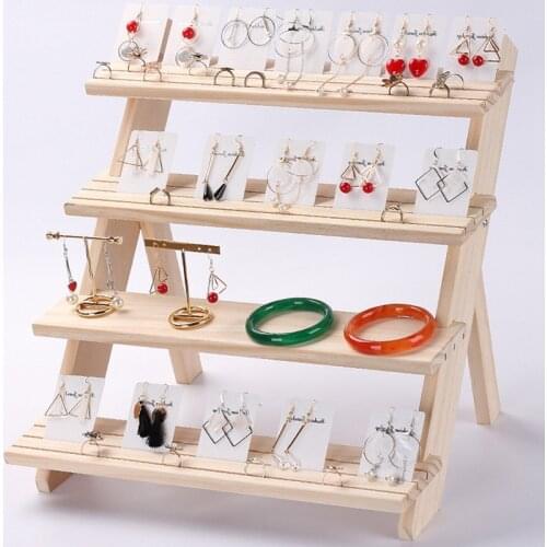 Hot High Quality Jewelry Display Tray Pendant Earrings Rings Display Blocks Solid Wood Jewelry Display Holder