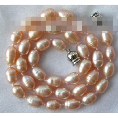 Stunning 9-10mm baroque pink freshwater cultured pearl necklace h434