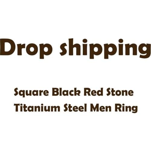 Dropshiping Trendy Men Square Black Red Stone Ring Titanium Steel Retro Signet Ring Rock Punk Male Jewelry Accessories Gift