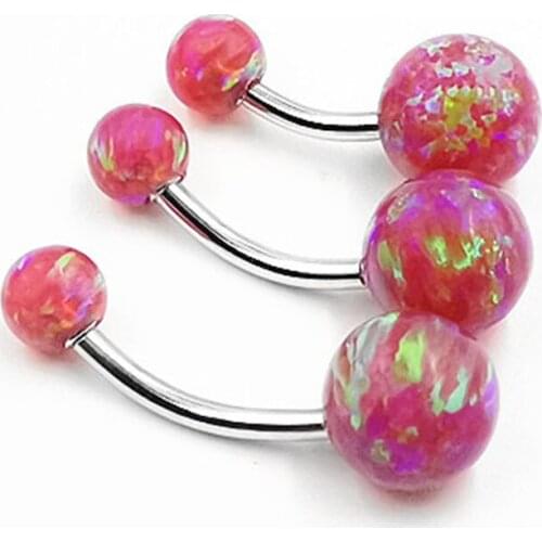 S925 Sterling Silver Red Opal Navel Belly Button Rings Body Piercing Jewelry Faux Opal Fashion Women Jewelry Trendy
