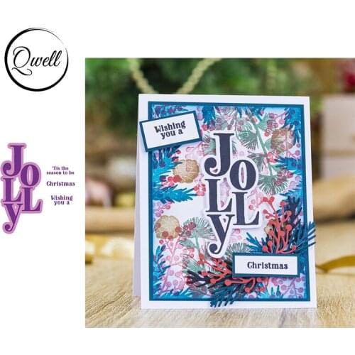 QWELL Metal Cutting Dies & Clear Stamps Words Capital JOLLY Wishing You A DIY Scrapbooking Craft Paper Cards 2020 New