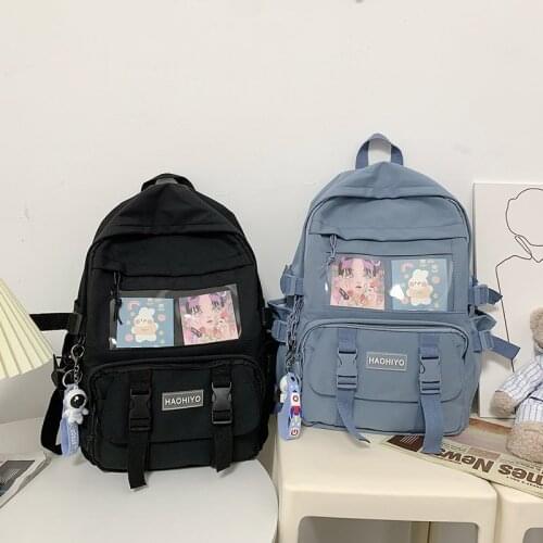 Solid Color Fashion Womens Backpack Nylon Waterproof University School Bags For Girls Large Capacity Simple School Backpack