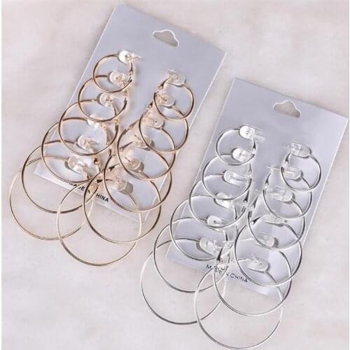 6 Pairs/set Oversized Huge Hoop Earrings for Women Exaggerated Sexy Smooth Big Circle Earring Creole Aros Mujer Oreja Party Gift
