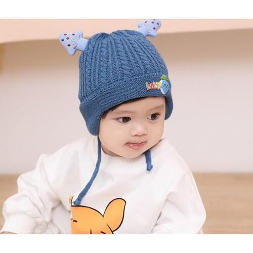 2020 cute knitted antler baby hat hat thick warm baby girl boy hat beanie winter ear warm kids hat baby hat newborn ear cap
