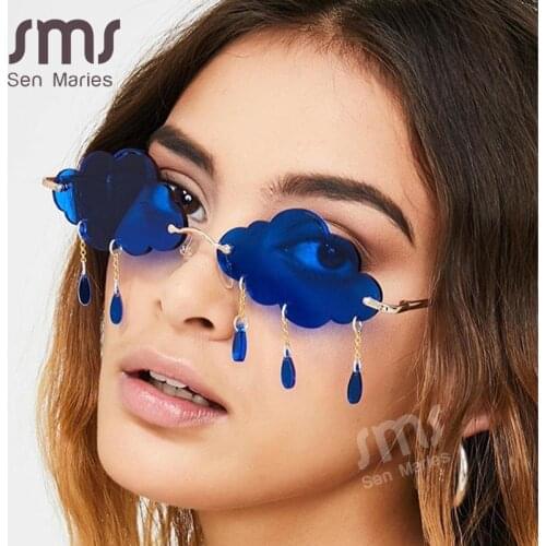Fashion Rimless Sunglasses Women 2020 Vintage Clouds Tassel Steampunk Sunglasses Men Frameless Punk Glasses Shades UV400 Oculos