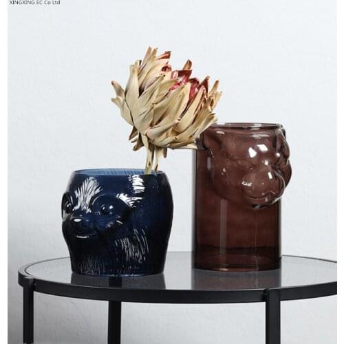 Modern Living Room Decoration Glass Container Vase Nordic Creative Sloth Animal Hydroponic Vase Flower Arrangement Accessories