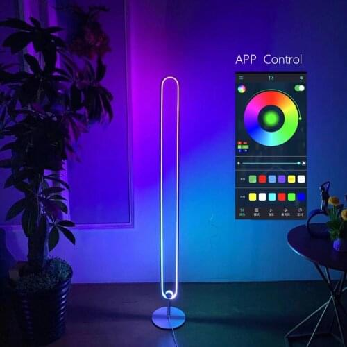 Modern Rgb Corner Floor Lamp Colorful Nordic Standing Lamps for Living Room Decor Indoor Bedroom Dimming Atmosphere Led Light