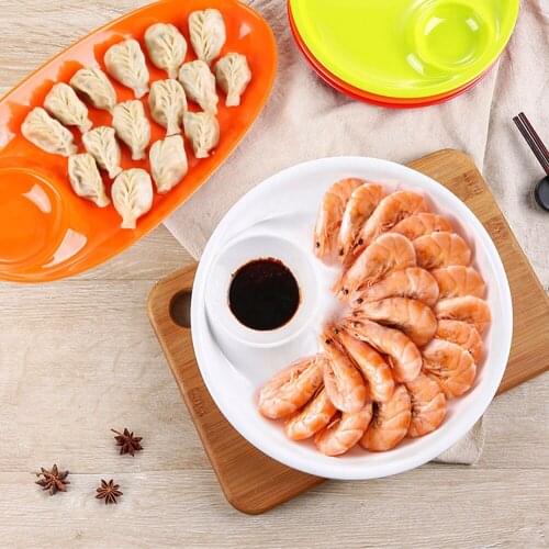 Dumpling Plates Dinner Set Simple White Ceramic Sushi Plate Divided Dish Sauce Dishes Tableware Kitchen Fruit Plates Tray
