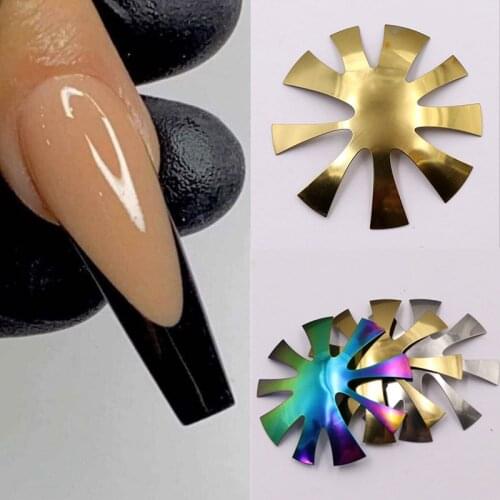 Nail Template Nail Edge Trimmer Stainless Steel French Nail Stencil French Tips Smile Line V Line Stainless Steel Nail Cutter