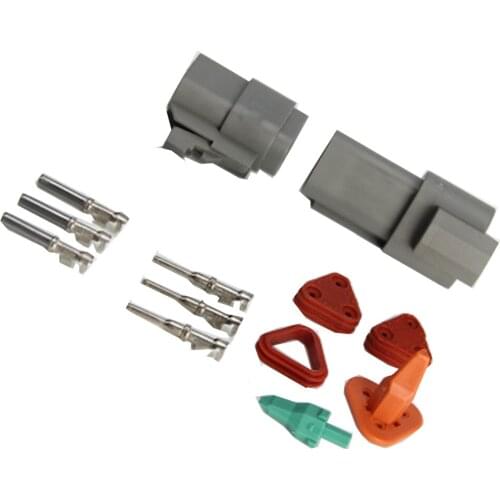 5Set 3P Pin Waterproof Electrical Automotive Wire 14-18 AWG Female and Male Grey for Deutsch Connector Motor Car