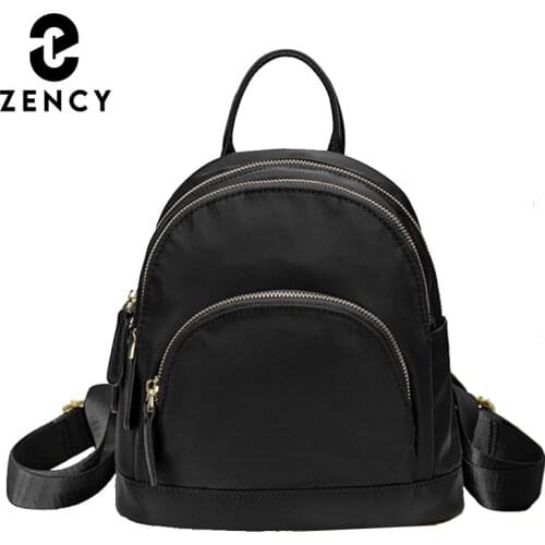 Zency Soft Waterproof Nylon Womens Backpack Simple Design Daily Casual Travel Female Rucksack Multifunctional More Pockets Bag