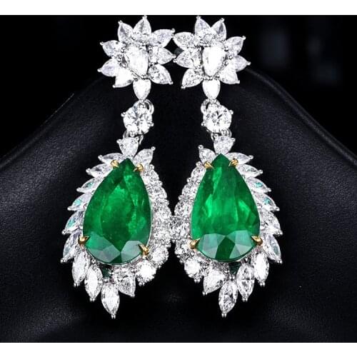 QTT New Trendy Water Drop Zircon Pendant Earrings Dazzling CZ Womens Sterling Silver 925 Dangler Earrings Luxury Party Gift