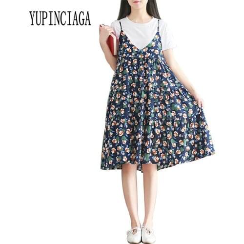 New 2 piece set women Summer Fashion Womens Sets strap dress Pleated + White O-Neck T-shirt Girls women skirt set YUPINCIAGA