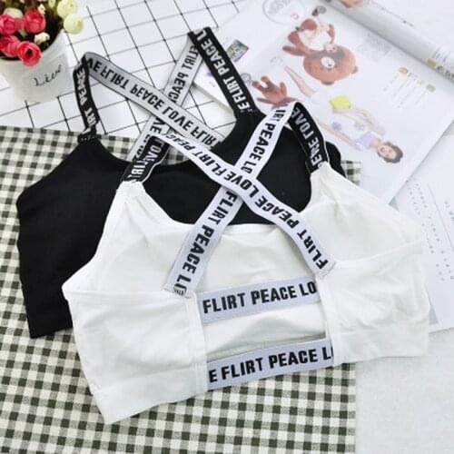 Women Sport Bra Fitness Top Letters Yoga Bra For Cup A-D Black White Running Yoga Gym Fitness Crop Top Women Push Up Sports Bra