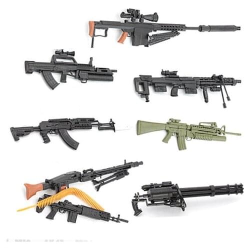 1:6 Assemble Gun 1 / 6 Weapon Model AK 47 Rifle M82A1 Sniper Rifle Gatlin M134 Plastic Gun Military Simulation Toys Color Random