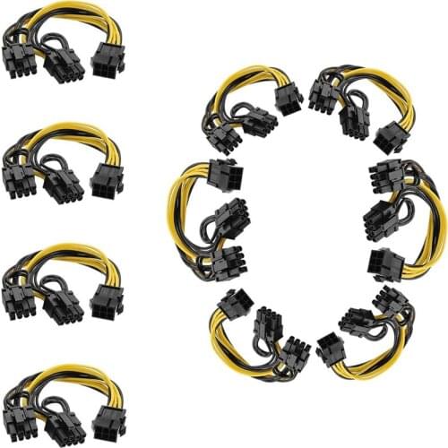 10 Pcs 6 Pin to Dual PCIe 8 Pin (6+2) Image Card PCI Express Power Adapter GPU VGA Y-Splitter Extension Cable Mining CNIM Hot