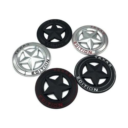 100pcs New Car Styling 3D Black / Red Silver Metal Auto Side Fender Texas Edition Emblem Badge Decor Sticker