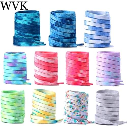 2pcs Tie-dyed shoelaces AF1 sneakers shoelace basketball shoes fashion personality color sports flat shoes lace rope wholesale