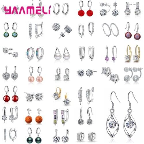 4 Pairs/Lot Mixed Earing for Birthday Wedding Gift Party Fashion 925 Sterling Silver Drop Earrings Cubic Zircon Brincos Jewelry