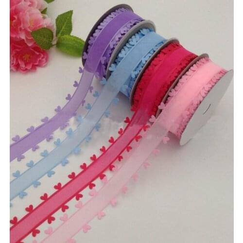 40 Yards 25mm Both Sides Peach Heart Gauze Ribbon DIY Crafts Material Cloth Hair Bow Accessories