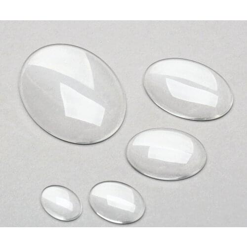 5pcs-50pcs Clear Oval Glass Cabochon Dome Transparent Flat Back Crystal Magnify Base Cover DIY Handmade Craft 10mm-40mm