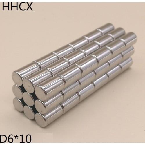 50 100PCS/LOT Cylinder Magnet 6*10 N35 NdFeB Magnet 6x10 Magnets 6 x 10 for speaker