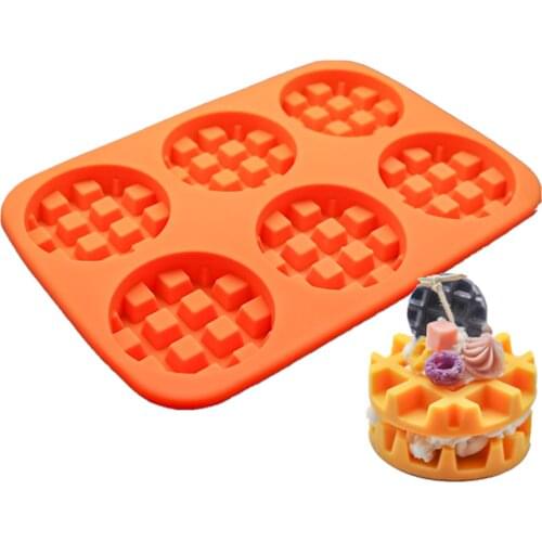 6 Cavity Round Waffle Mold Chocolate Silicone Mold Diy Cake Cream Decoration Mold Hand-baked Biscuit Mould