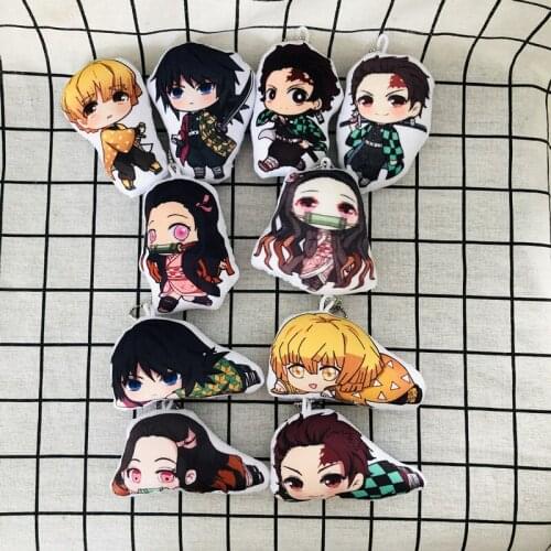 30Piece Mixed Anime Demon Slayer: Kimetsu No Yaiba Key Chains Two-sided Keychain Cosplay Plush Pendant Keyring