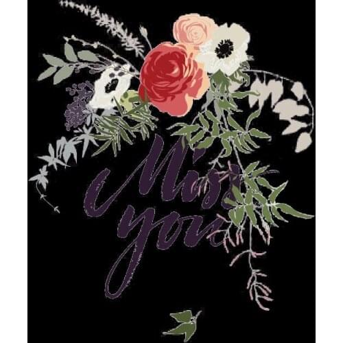 Floristic rose Peony patches garment accessories Stickers For Clothes letter Heat Transfers Thermocollants DIY Decal T-shirt