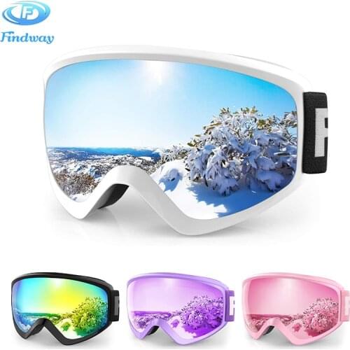 Findway Kids Ski Goggles OTG Design Anti-Fog UV400 Protection winter Snowboard glasses for Age 8-14 Boys Girls children Youth