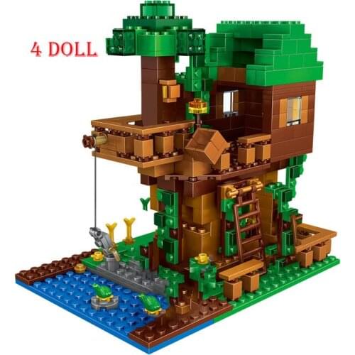 The Tree House Small Building Blocks Sets with Steve Action Figures Compatible My World Bricks Set New Year Gifts Kids Toys